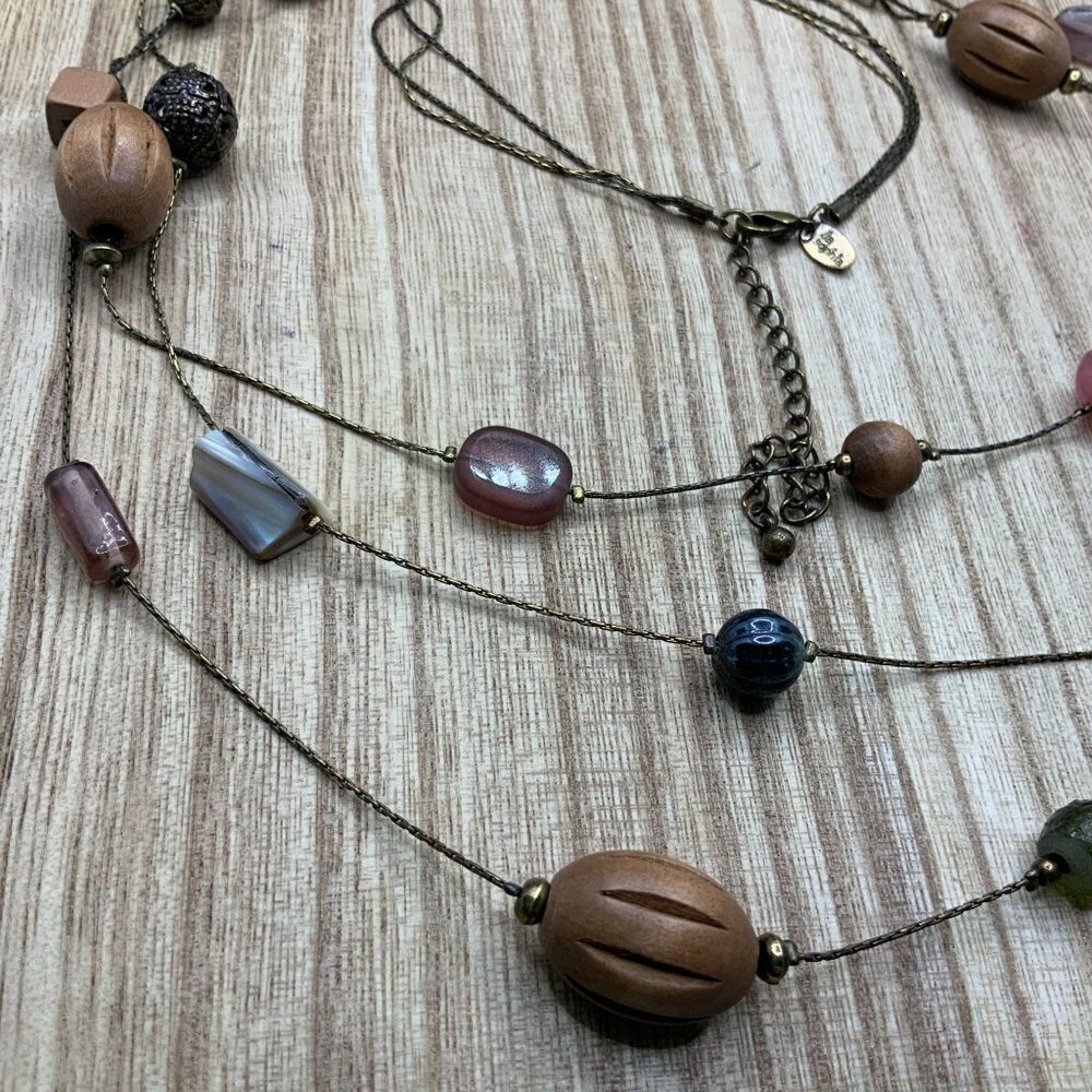 Lia Sophia Multi Strands Mixed Beaded Necklace